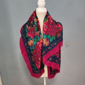 Vintage 80's Italian Made Fringe Moody Rosette Floral Feminine Grandma Core